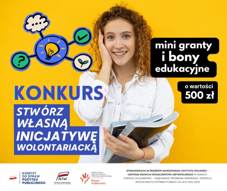 Ogłaszamy kolejny konkurs na mini granty i bony edukacyjne dla wolontariuszy Korpusu Solidarności!